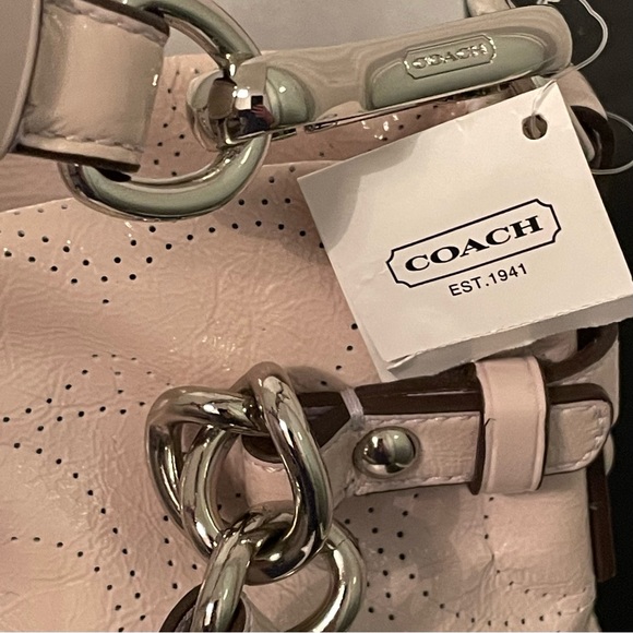 COACH Bag New With Tags Perforated Brooke Hobo Silver Lilac Leather Gorgeous Bag - Picture 8 of 10